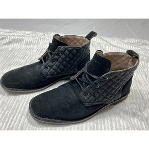 ANDREW MARC Mens Dorchester Round Toe Lace Up Leather Chukka Shoes Black Size 10